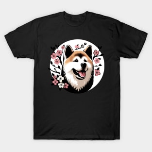 Akita Celebrates Spring Amid Cherry Blossoms T-Shirt